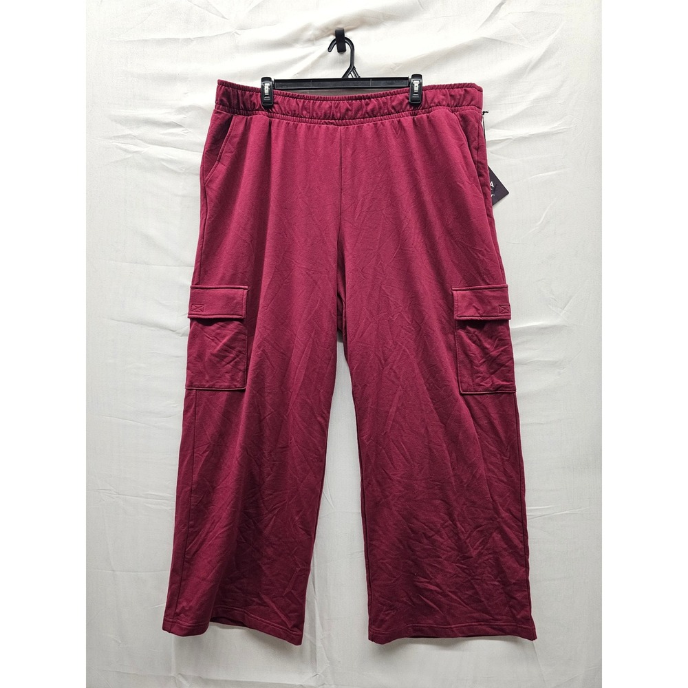 Ava & Viv Womens Cargo Pants Burgundy Cotton Blend Casual Size 3X
